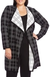 VINCE CAMUTO PLAID OPEN FRONT CARDIGAN,9259238