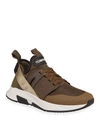Tom Ford Jago Nylon Mesh Sneakers In Green/black