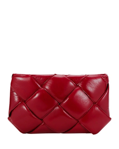 Bottega Veneta Puffer Intrecciato Zip-top Clutch Bag In Dark Red