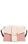 Strathberry Crescent Tricolor Leather Shoulder Bag In Soft Pink