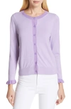 Kate Spade Ruffle Cardigan In Painted Pansy
