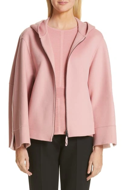 Emporio Armani Hooded Double Face Cashmere Jacket In Rose