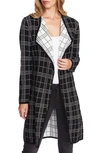 VINCE CAMUTO PLAID OPEN FRONT COMBED COTTON CARDIGAN,9159238