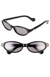 Moncler 58mm Oval Sunglasses In Shiny Black/ Smoke Mirror