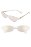 Moncler 58mm Oval Sunglasses In Trnsprnt Ivory/ Brown Mirror