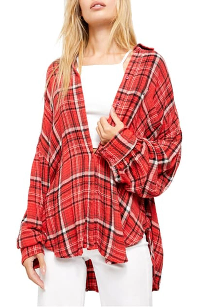 Free People Hidden Valley Woven Plaid Shirt In Red