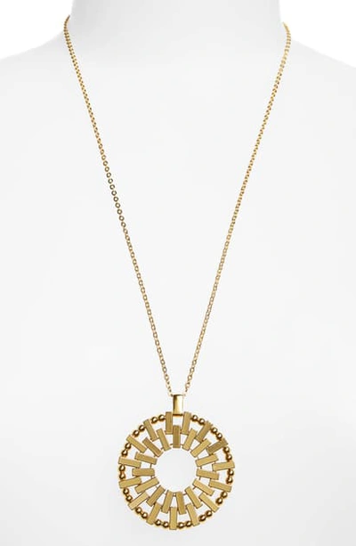 Jcrew Baguette Circle Pendant Necklace In Burnished Gold