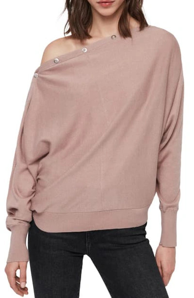 Allsaints Elle Snap-detail Jumper In Sorrel Pink