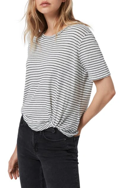 Allsaints Wilma Stripe Linen Blend Tee In Chalk/ Ink