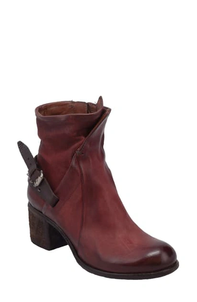 A.s.98 Baird Studded Strap Boot In Wine Leather