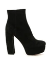 Miu Miu Suede Block-heel Platform Booties In Nero (black)