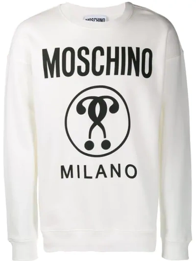 Moschino Double Question Mark Logo Sweater In White