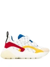 Stella Mccartney Eclypse Printed Faux Leather And Suede Exaggerated-sole Sneakers In White ,blue