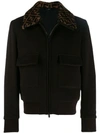 Fendi Men's Ff Shearling-collar Jacket In Black