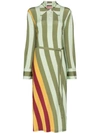 Jw Anderson Warped Stripe Print Polo Dress In Green
