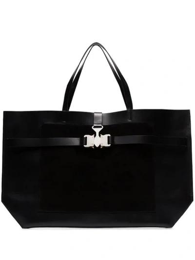 Alyx 1017  9sm Black Tri Buckle Leather Tote - 黑色 In Black