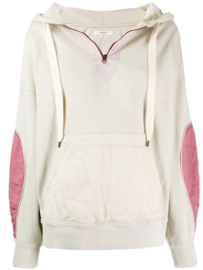 Isabel Marant Étoile Nansel Paneled Cotton-blend Jersey And Twill Hoodie In Beige