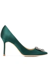 MANOLO BLAHNIK HANGISI JEWEL BUCKLE PUMPS