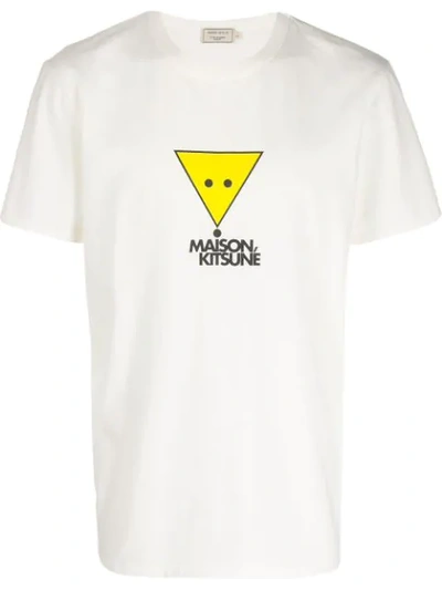 Maison Kitsuné Logo-print Cotton-jersey T-shirt In Wh White