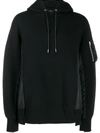 Sacai Sponge Sweat X Nylon Twill Hoodie In Black