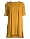 Eileen Fisher Elbow-sleeve Stretch-tencel Tunic In Arnica