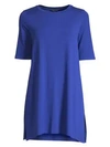 Eileen Fisher Elbow-sleeve Stretch-tencel Tunic In Royal Blue