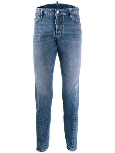 Dsquared2 Logo Patch Tapered Jeans In Blue