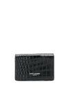 SAINT LAURENT SAINT LAURENT EMBOSSED CROCODILE EFFECT BI-FOLD WALLET - 黑色