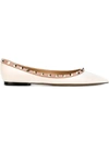 Valentino 10mm Rockstud Leather Flats In Neutrals