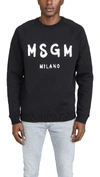 Msgm Logo Print Cotton Sweatshirt In Black