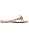 Valentino Garavani Valentino Rockstud Bow Flip Flops In Neutral
