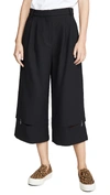 Tibi Culottes With Detached Hem Panel In Black