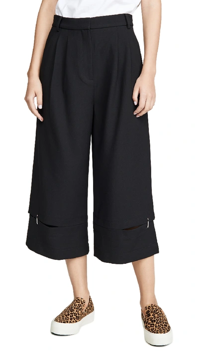 Tibi Culottes With Detached Hem Panel In Black