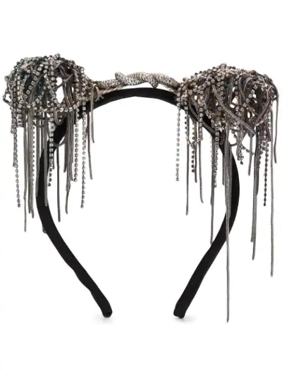 Maison Michel Penelope Crystal-embellished Headband In Black