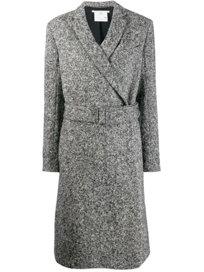 Stella Mccartney Melange Knit Wool Coat In Grey