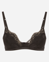 DOLCE & GABBANA SOFT CUT SATIN BRA WITH LACE