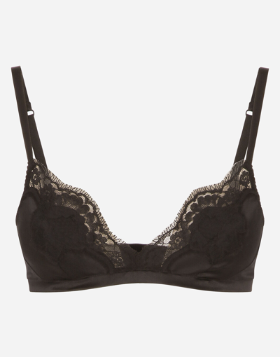 DOLCE & GABBANA SOFT CUT SATIN BRA WITH LACE