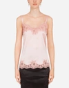 DOLCE & GABBANA SATIN LINGERIE TOP WITH LACE