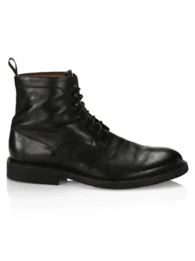 Saks Fifth Avenue Collection Leather Ankle Combat Boots In Black