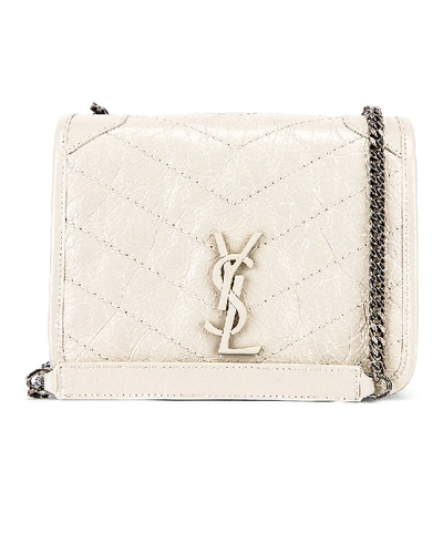 Saint Laurent Niki Ysl Monogram Vintage Calfskin Wallet On Chain In Crema Soft