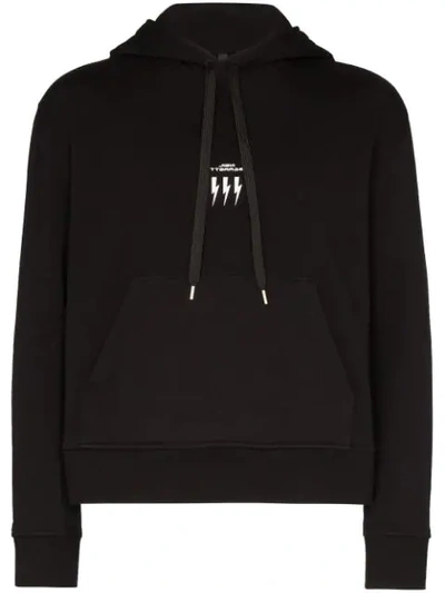 Neil Barrett Triptych Thunder Hoodie In 042 Black + Off White