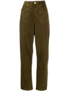 ISABEL MARANT ÉTOILE ISABEL MARANT ÉTOILE HIGH-WAISTED CORDUROY TROUSERS - 绿色