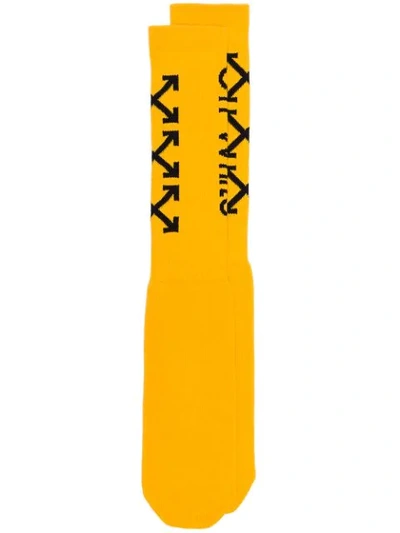 Off-white Arrow Logo Cotton Blend Socks - 黄色 In Yellow