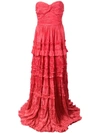 Alexis Allora Strapless Gown In Red Azalea