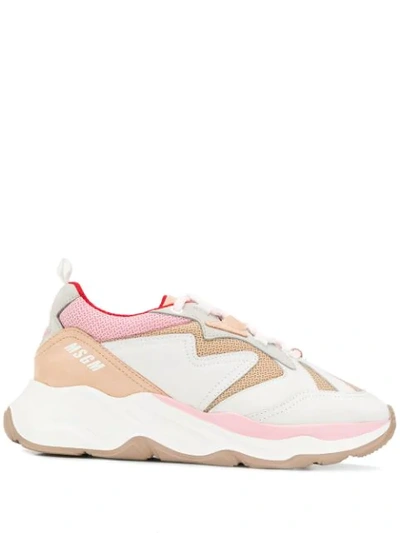 Msgm Panelled Chunky Sneakers In Nude