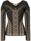 ROBERTO CAVALLI HENNA JACQUARD KNIT TOP