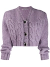 Alessandra Rich Cropped Knit Cardigan In Purple