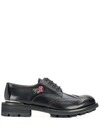 ALEXANDER MCQUEEN ALEXANDER MCQUEEN FLORAL EMBROIDERED LACE-UP SHOES - 黑色