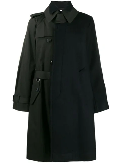 Sacai Asymmetric Belted Trench Coat In Blue