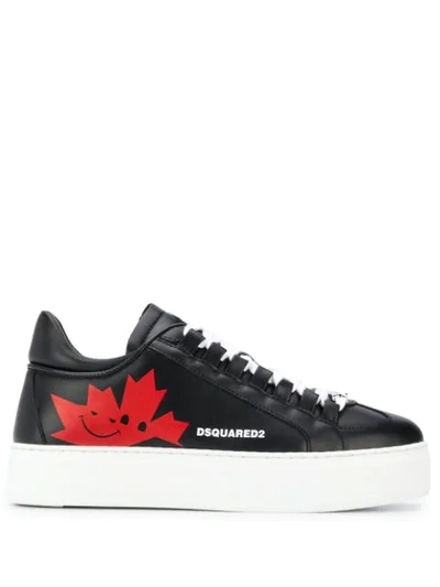 Dsquared2 35mm Canadian Team Leather Sneakers In Black